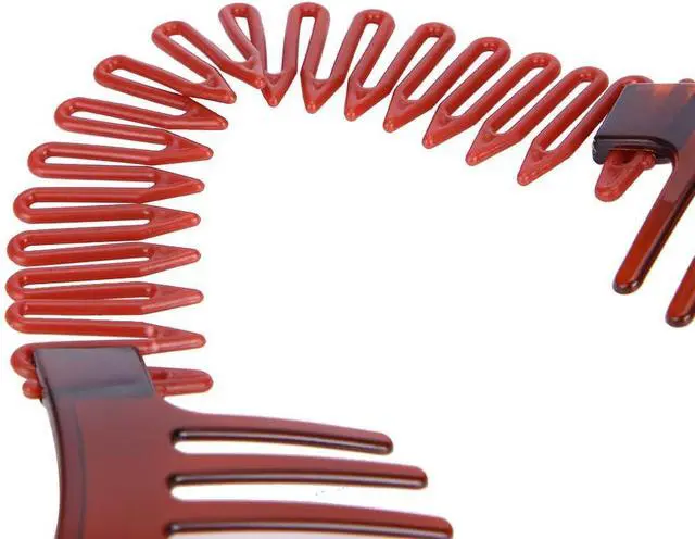 Alt view image 5 of 7 - Interlocking Banana Combs Stretch Flexible Hair Combs Clips Flexible Ponytail Hair Clincher Hair Accessories for Women and Girls 2 Pcs Brown and Black