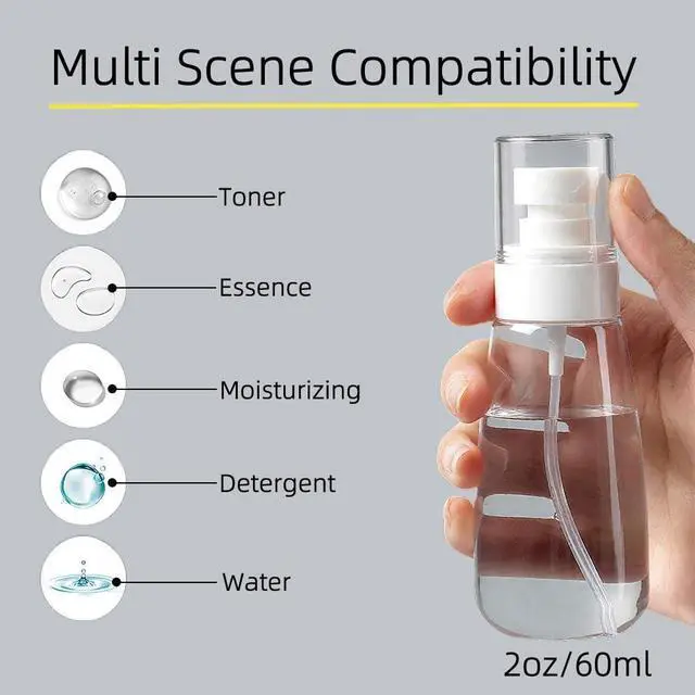 Alt view image 4 of 7 - 3 Pack Mini Spray Bottles 2oz / 60ml, Fine Mist Water Spray Bottle Leak Proof, Refillable Travel Bottles for Toner, Cosmetics & Hair Care