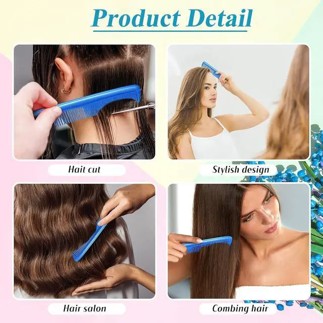 Alt view image 5 of 7 - Didaey Pocket Combs for Men 5 Inch Wide Fine Teeth Professional,Blue | Bulk Barber Supplies, Flat Top Styling Beard Grooming,Anti Static Plastic Haircut Accessories,Professional Salon Home Use
