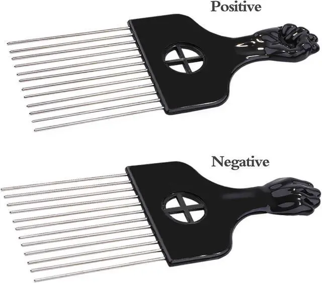 Alt view image 4 of 6 - 6Pcs Afro Picks Metal Hair Combs, Steel Teeth Hair Pick for Curly, Coily, Natural Hair, Detangling, Styling Comb for Men Women (Black)