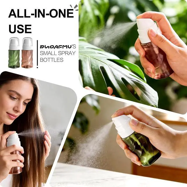 Alt view image 7 of 7 - RNOAFMU 2 Pack Small Spray Bottle 2oz/60ml, Travel Size Mini Fine Mist Spray Bottles, Plastic Leakproof & Refillable Empty Spray Bottle for Hair, Face, Plant and Cleaning