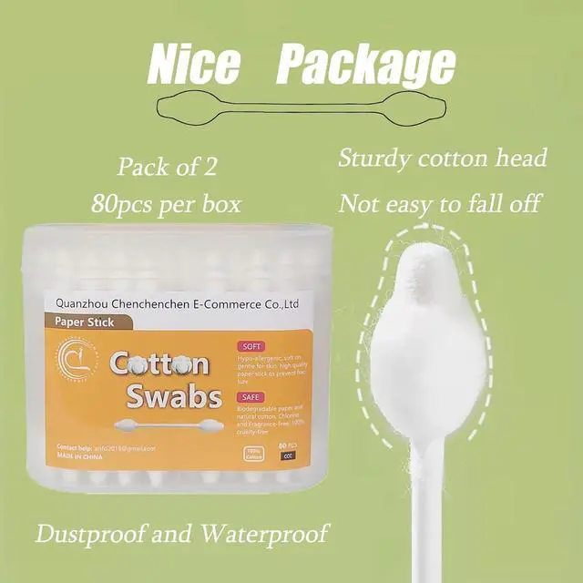 Alt view image 4 of 6 - 160pcs Safety Cotton Swabs with Large Tips for Newborn, Babies,Infants, Kids, Children