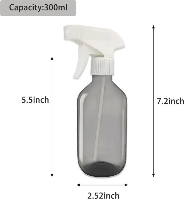 Alt view image 2 of 5 - 300ml Clear Black Plastic Spray Bottle - Premium Adjustable Nozzle, Ideal for Lawn & Garden, Hair Care, and Cleaning Supplies