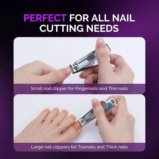 Alt view image 7 of 7 - MelodySusie Nail Clippers Set, 2 in 1 Toenail Clippers Nail Clippers for Women, Ultra Sharp Stainless Steel Fingernail Nail Clippers for Men, Nail Cutter, Gifts for Women Men, Purple