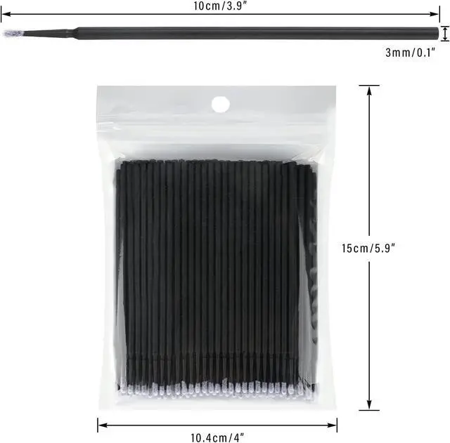 Alt view image 2 of 5 - G2PLUS Micro Swabs, Disposable Micro Applicator Brushes and Swabs 100PCS | Black Cotton Tips for Makeup Correction, Eyeliner Detailing, Nail Art Cleanup, Brow Tinting, Lash Extension Prep and Pro Use