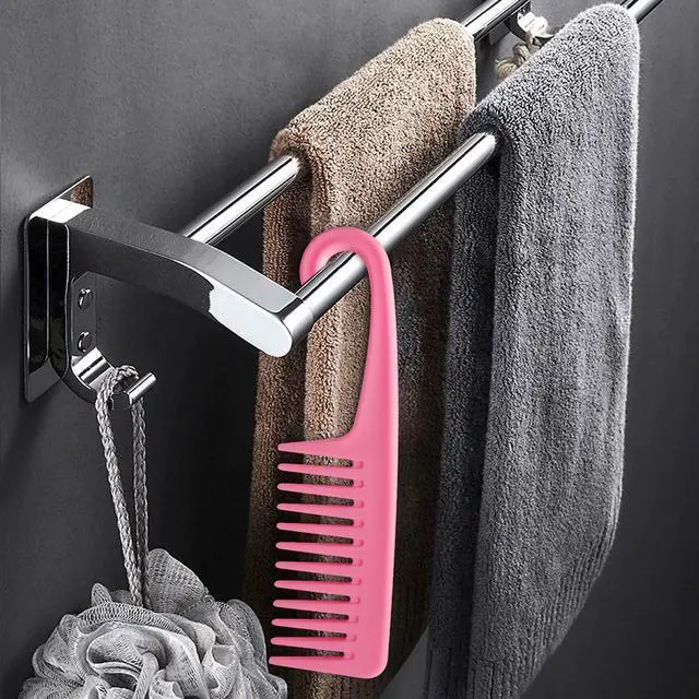 Alt view image 6 of 6 - Wapodeai Wide Tooth Comb Shower Comb With Hook, Pink | Good for Curly Hair Wet Dry, Premium Tangle Free Combs