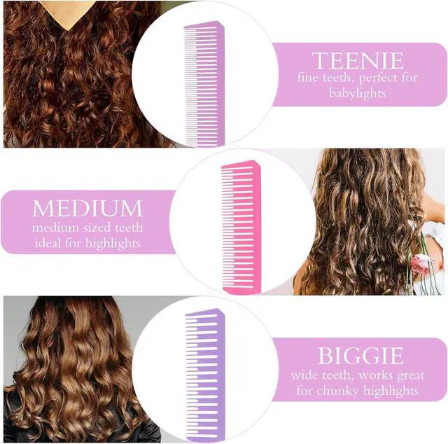 Alt view image 3 of 7 - 3 Pieces Foiling Comb for Highlighting, 3 Piece Colorful Rat Tail Comb Highlight Weaving Combs for Highlighting Metal Long Steel Pin Hair Dye Combs for Hair Stylist Salon Barbershop Home