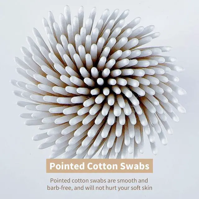 Alt view image 2 of 6 - 600PCS Pointed Cotton Swabs -4 Inch Wood Handle Pointed Tip Head Precision Microblading Cotton Swabs for Eyebrow Eyelash Extensions, Makeup, Nail Clean, Tattoo Permanent Supplies,
