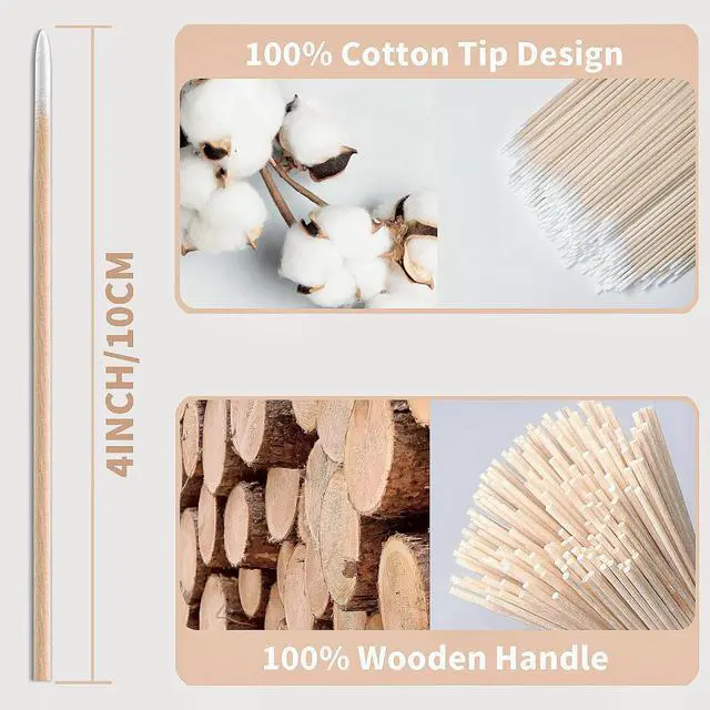Alt view image 6 of 6 - 600PCS Pointed Cotton Swabs -4 Inch Wood Handle Pointed Tip Head Precision Microblading Cotton Swabs for Eyebrow Eyelash Extensions, Makeup, Nail Clean, Tattoo Permanent Supplies,