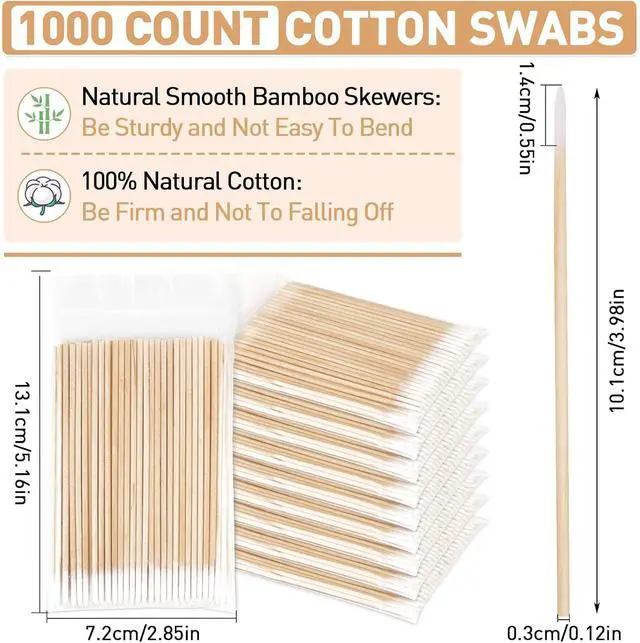Alt view image 3 of 7 - 1000 Count Microblading Cotton Swab, Cotton Swabs Pointed Tip, Cotton Swabs Wood Sticks, Cotton Tipped Applicator, Tattoo Permanent Supplies (1000pcs)
