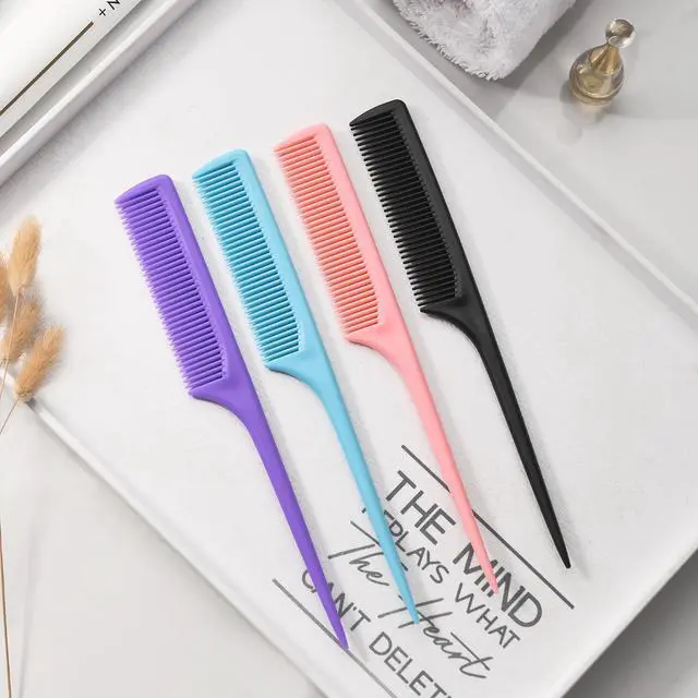 Alt view image 2 of 7 - 4 Pcs Rat Tail Comb Set for Women -Fine Tooth Styling comb with Pick, Anti-Static Heat Resistant Teasing Comb,Professional Hair Parting Tools for Smooth Detangling, Updos & Salon-Perfect Hairstyles.