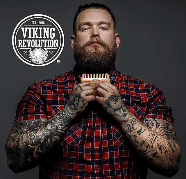 Alt view image 2 of 7 - Viking Revolution Wooden Beard Comb and Case - Pocket Comb | Premium Pocket-Sized Wooden Comb - Durable Protective Travel Case Included - Dual-Sided Fine & Coarse Teeth for All Beards
