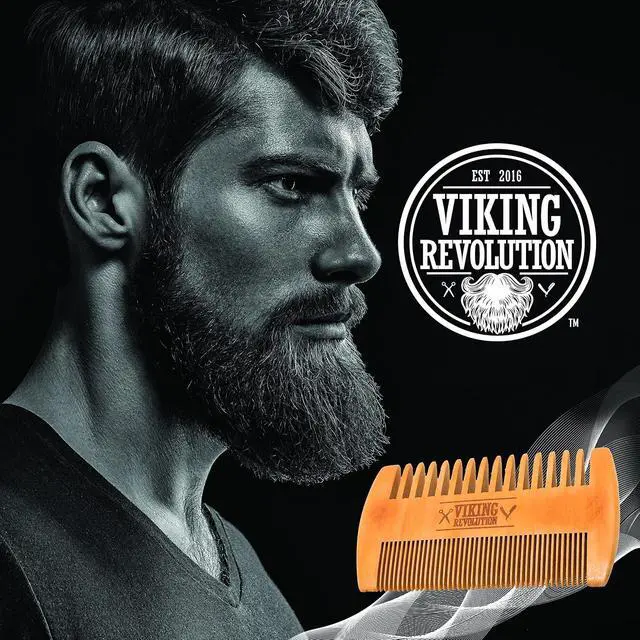 Alt view image 5 of 7 - Viking Revolution Wooden Beard Comb and Case - Pocket Comb | Premium Pocket-Sized Wooden Comb - Durable Protective Travel Case Included - Dual-Sided Fine & Coarse Teeth for All Beards