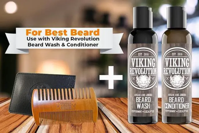 Alt view image 6 of 7 - Viking Revolution Wooden Beard Comb and Case - Pocket Comb | Premium Pocket-Sized Wooden Comb - Durable Protective Travel Case Included - Dual-Sided Fine & Coarse Teeth for All Beards