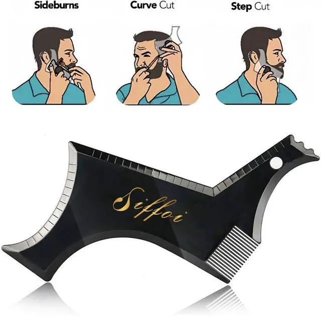 Alt view image 2 of 7 - 3PK Set Men's Beard Shaper Styling Tool with Pocket Wooden Comb & PU Cover | 2026 Version Tidy Beard Styling at Home or Traveling, Helps Create Symmetrical Beard Outlines with Wooden Pocket Beard Comb