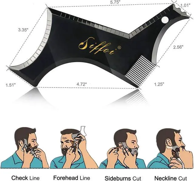 Alt view image 6 of 7 - 3PK Set Men's Beard Shaper Styling Tool with Pocket Wooden Comb & PU Cover | 2026 Version Tidy Beard Styling at Home or Traveling, Helps Create Symmetrical Beard Outlines with Wooden Pocket Beard Comb