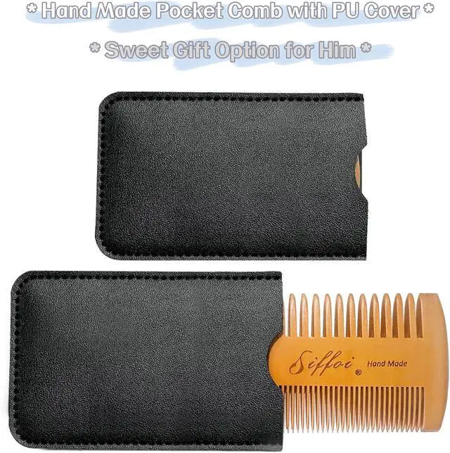 Alt view image 7 of 7 - 3PK Set Men's Beard Shaper Styling Tool with Pocket Wooden Comb & PU Cover | 2026 Version Tidy Beard Styling at Home or Traveling, Helps Create Symmetrical Beard Outlines with Wooden Pocket Beard Comb