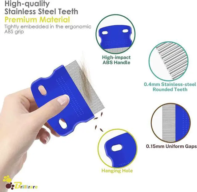 Alt view image 3 of 7 - 4 Pack Flea Lice Comb, Stainless Steel Dog Cat Grooming Combs with Rounded Teeth, Double Sided Professional Pet Tear Stain Remover, Dematting Tool for Small, Medium & Large Pets