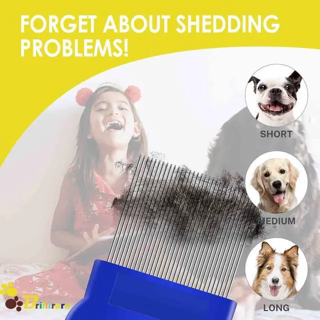 Alt view image 7 of 7 - 4 Pack Flea Lice Comb, Stainless Steel Dog Cat Grooming Combs with Rounded Teeth, Double Sided Professional Pet Tear Stain Remover, Dematting Tool for Small, Medium & Large Pets