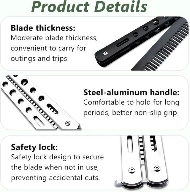 Alt view image 5 of 7 - 2 Pieces Stainless Steel Folding Practice Combs Available in Black and Silver, Foldable Hair Styling Tools for Sports and Outdoor Use, Silver+Black