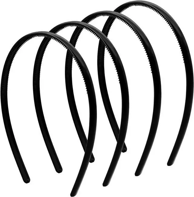 Main image of forenee Plastic Thin Skinny Comb Headbands for Women, Black, 4 Pack | Non-Slip Comb Teeth,Llightweight Headband,DIY crafts,Sports and Fitness, Party Looks, and Halloween Costumes