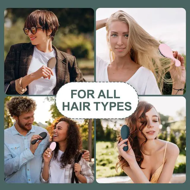 Alt view image 7 of 7 - Mini Boar Bristles Hair Bursh, Travel Size Hair Brush for Women Men Kids, Protable Small Hair Brushes for Pockets Purses, Mini Hair Brush for Smooth Add Shine (1 Pack-Green)