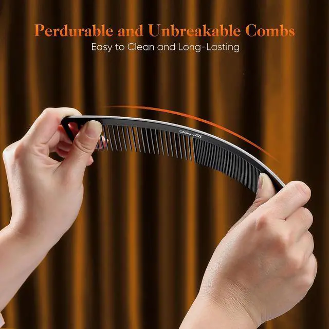 Alt view image 5 of 7 - SALONSILK 4PCS Professional Comb Set, Wide Tooth Rat Tail Fine Tooth Hair Combs, Braiding Cutting Barber Styling Curly Parting Set for Men and Women