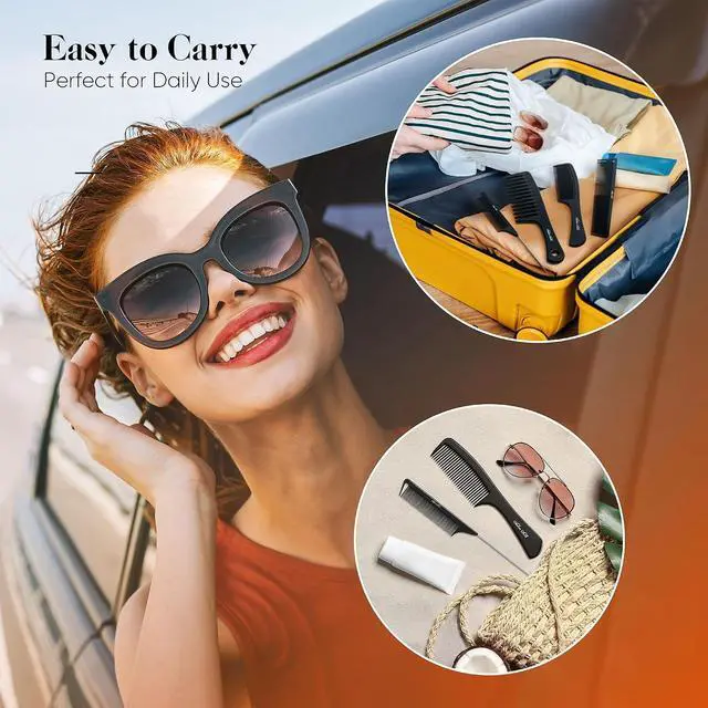 Alt view image 6 of 7 - SALONSILK 4PCS Professional Comb Set, Wide Tooth Rat Tail Fine Tooth Hair Combs, Braiding Cutting Barber Styling Curly Parting Set for Men and Women