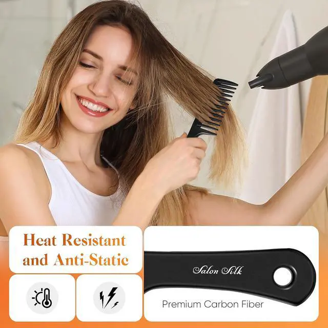 Alt view image 3 of 7 - SALONSILK 4PCS Professional Comb Set, Wide Tooth Rat Tail Fine Tooth Hair Combs, Braiding Cutting Barber Styling Curly Parting Set for Men and Women