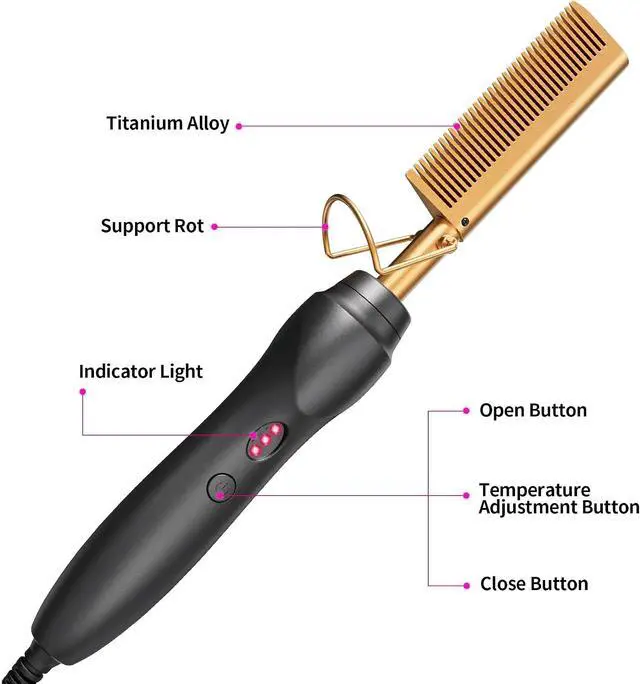Alt view image 3 of 7 - Ceramic Hot Comb Hair Straightener Pressing Combs Electric Straightening Comb for Natural Black Beard Wigs Gift for mom