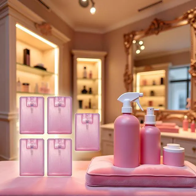 Alt view image 6 of 7 - 5Pcs PinkCard Type Spray Bottles Portable Fine Mist Spray Bottle Travel Bottle Refillable Cosmetic Spray Bottles for Women Beauty and Personal Care Refillable Containers 20ml/ 0.67oz