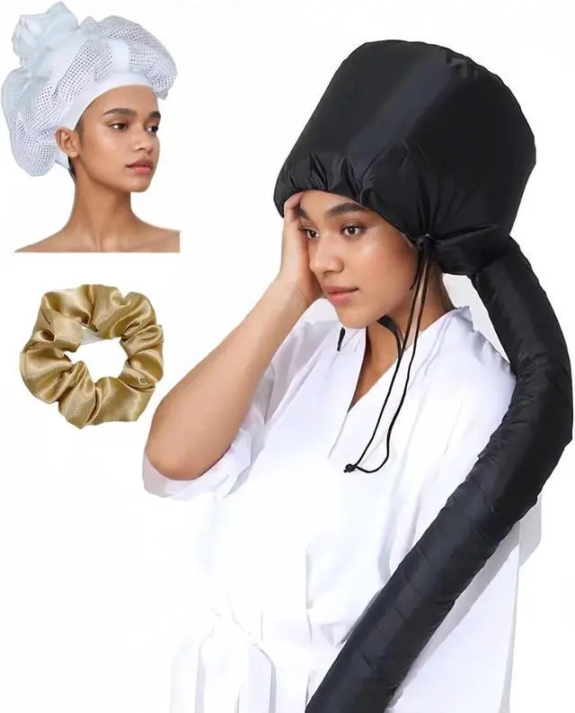 Alt view image 2 of 7 - Hair Dryer Bonnet with Plopping Net,Hair Drying Bonnet for Blow Dryer,Portable Home Deep Conditioning Hair Care Hot CapSpeed Up the Drying