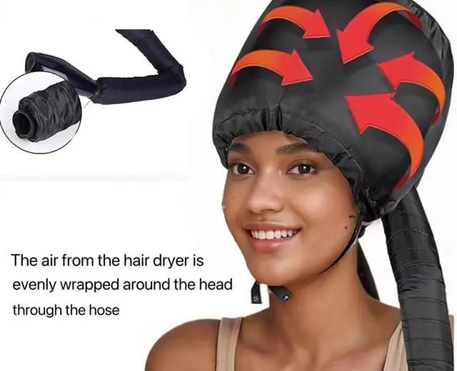 Alt view image 6 of 7 - Hair Dryer Bonnet with Plopping Net,Hair Drying Bonnet for Blow Dryer,Portable Home Deep Conditioning Hair Care Hot CapSpeed Up the Drying