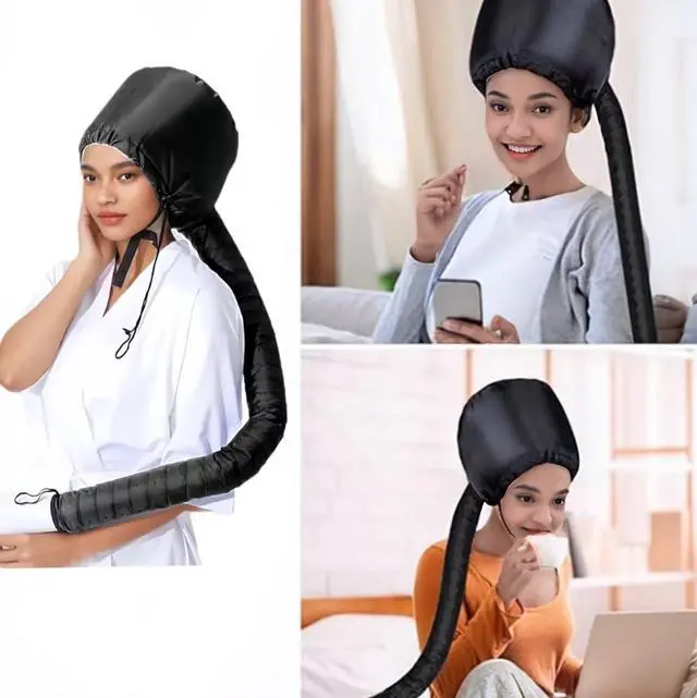 Alt view image 7 of 7 - Hair Dryer Bonnet with Plopping Net,Hair Drying Bonnet for Blow Dryer,Portable Home Deep Conditioning Hair Care Hot CapSpeed Up the Drying