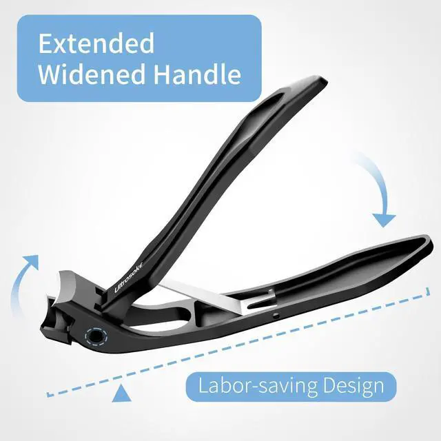 Alt view image 4 of 7 - Toenail Clippers for Seniors Men, Long Handle Angled Head Toe Nail Cutter | Wide Opening Heavy Duty Sharp Fingernail Clipper with Catcher Black 2-Pack
