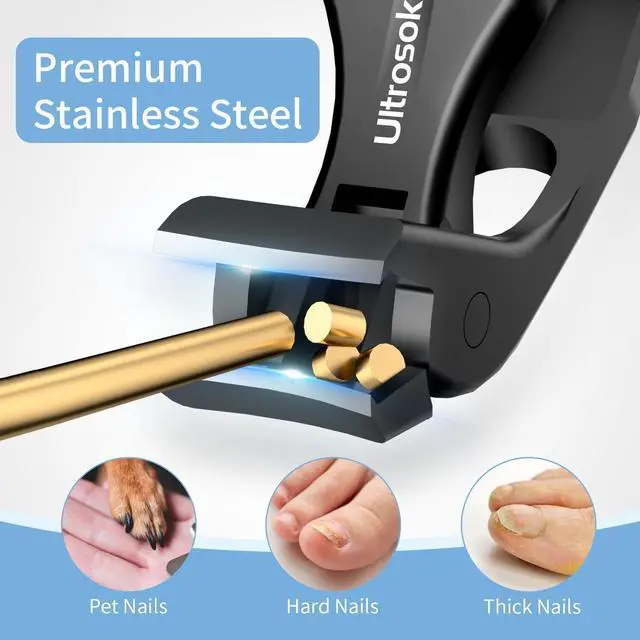 Alt view image 3 of 7 - Toenail Clippers for Seniors Men, Long Handle Angled Head Toe Nail Cutter | Wide Opening Heavy Duty Sharp Fingernail Clipper with Catcher Black 2-Pack