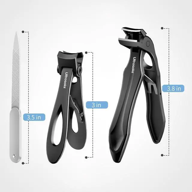 Alt view image 7 of 7 - Toenail Clippers for Seniors Men, Long Handle Angled Head Toe Nail Cutter | Wide Opening Heavy Duty Sharp Fingernail Clipper with Catcher Black 2-Pack
