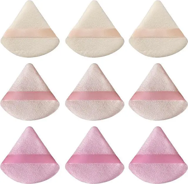 Main image of 9 Pcs Pink Triangle Powder Puff Makeup Puff:Powder Puff Face Triangle for Loose Powder Cosmetic Foundation Makeup Sponge