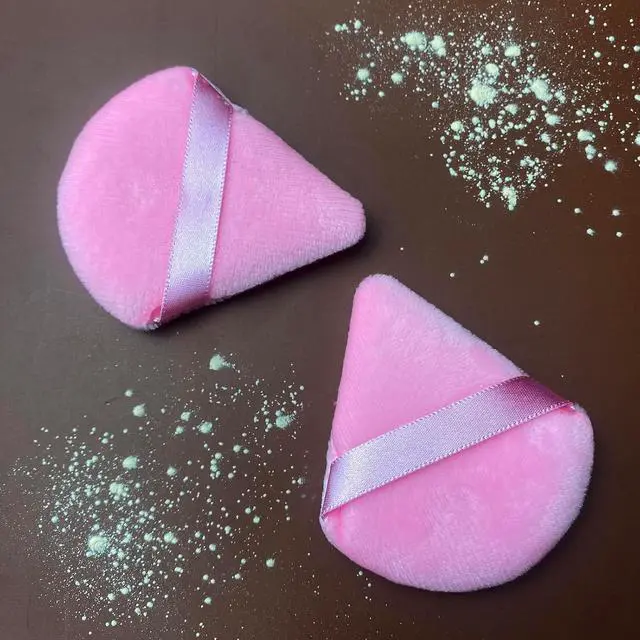 Alt view image 2 of 6 - 9 Pcs Pink Triangle Powder Puff Makeup Puff:Powder Puff Face Triangle for Loose Powder Cosmetic Foundation Makeup Sponge