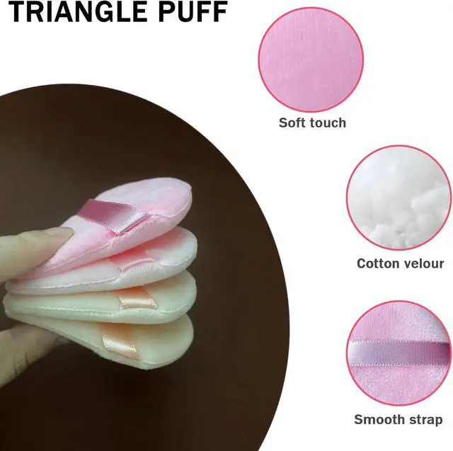 Alt view image 6 of 6 - 9 Pcs Pink Triangle Powder Puff Makeup Puff:Powder Puff Face Triangle for Loose Powder Cosmetic Foundation Makeup Sponge