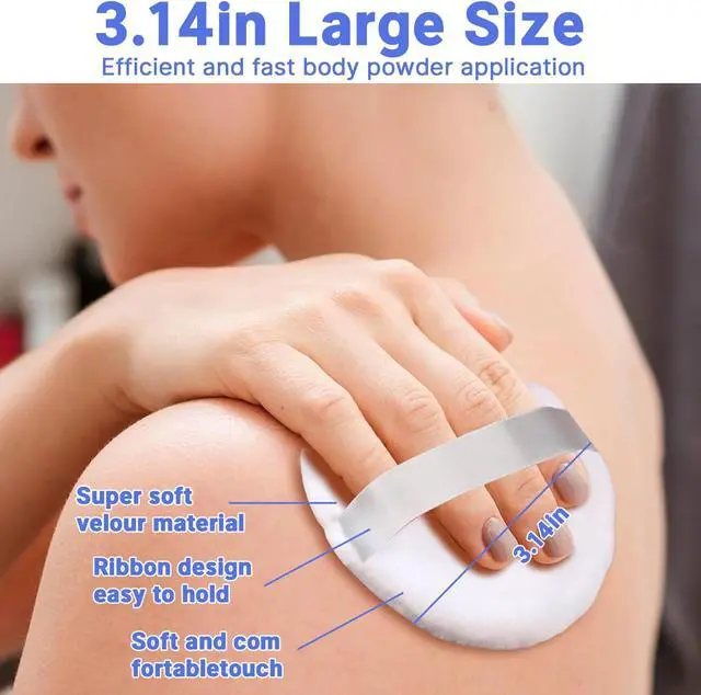 Alt view image 3 of 6 - 2 Pcs Powder Puff,3.14 Inch Powder Puffs for Body Powder Face Loose Powder Large(White)