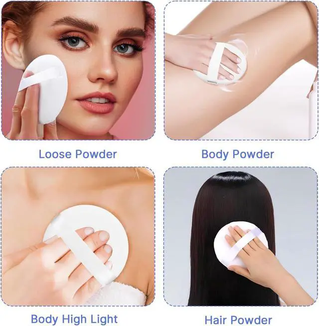 Alt view image 4 of 6 - 2 Pcs Powder Puff,3.14 Inch Powder Puffs for Body Powder Face Loose Powder Large(White)