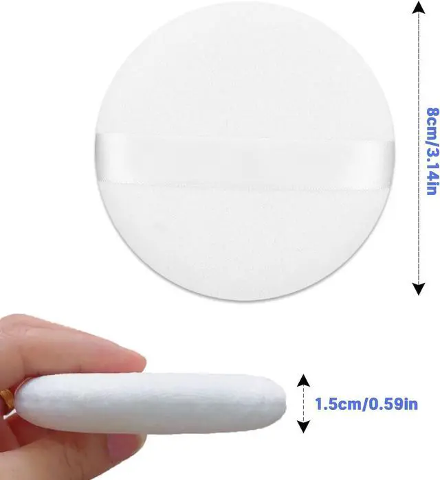 Alt view image 6 of 6 - 2 Pcs Powder Puff,3.14 Inch Powder Puffs for Body Powder Face Loose Powder Large(White)