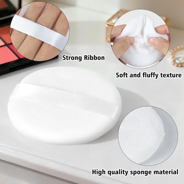 Alt view image 3 of 7 - 3pcs Powder Puff, Makeup Body Setting Soft Face Powder Puff with Container for Facial Makeup Cleansing Application and Foundation Blending