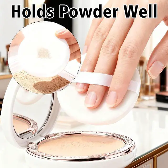 Alt view image 4 of 7 - 3pcs Powder Puff, Makeup Body Setting Soft Face Powder Puff with Container for Facial Makeup Cleansing Application and Foundation Blending