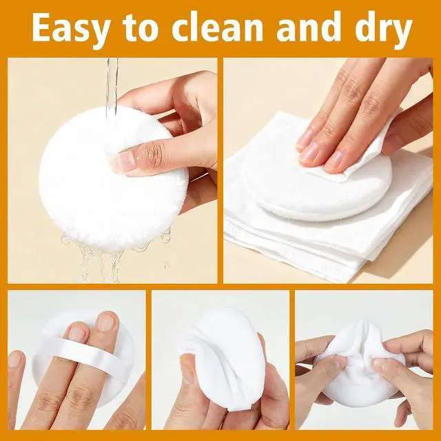 Alt view image 5 of 7 - 3pcs Powder Puff, Makeup Body Setting Soft Face Powder Puff with Container for Facial Makeup Cleansing Application and Foundation Blending