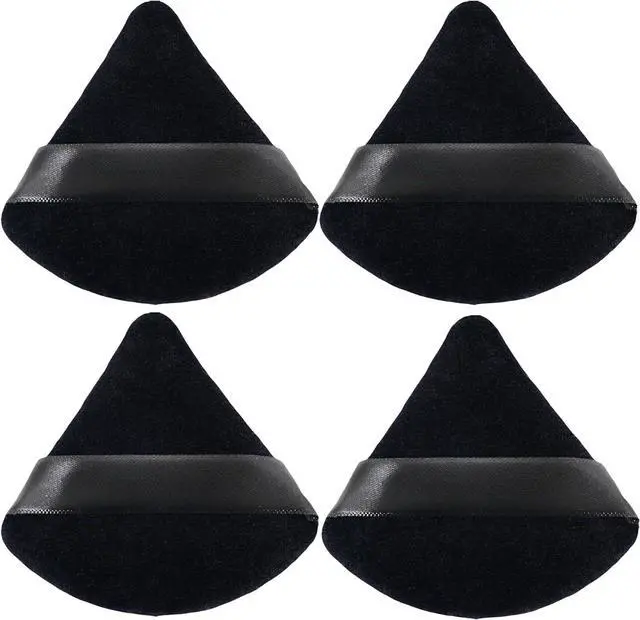 Main image of ZHIYE 4pcs Triangle Powder Puffs, Reusable Face Makeup Puff, Multifunctional Facial Makeup Tool Wet, Dry Dual-Use Makeup Sponge for BB CC Cream Liquid Foundation(BLack)