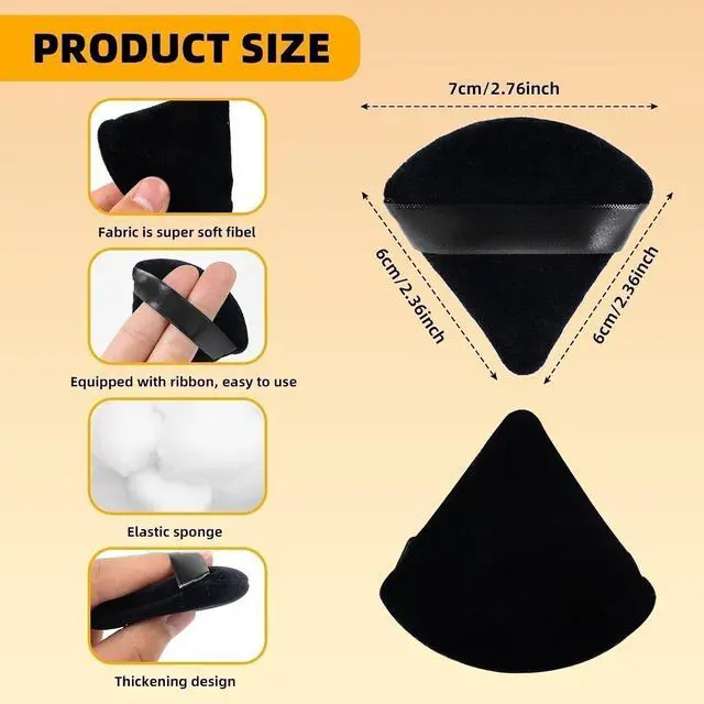 Alt view image 2 of 7 - ZHIYE 4pcs Triangle Powder Puffs, Reusable Face Makeup Puff, Multifunctional Facial Makeup Tool Wet, Dry Dual-Use Makeup Sponge for BB CC Cream Liquid Foundation(BLack)