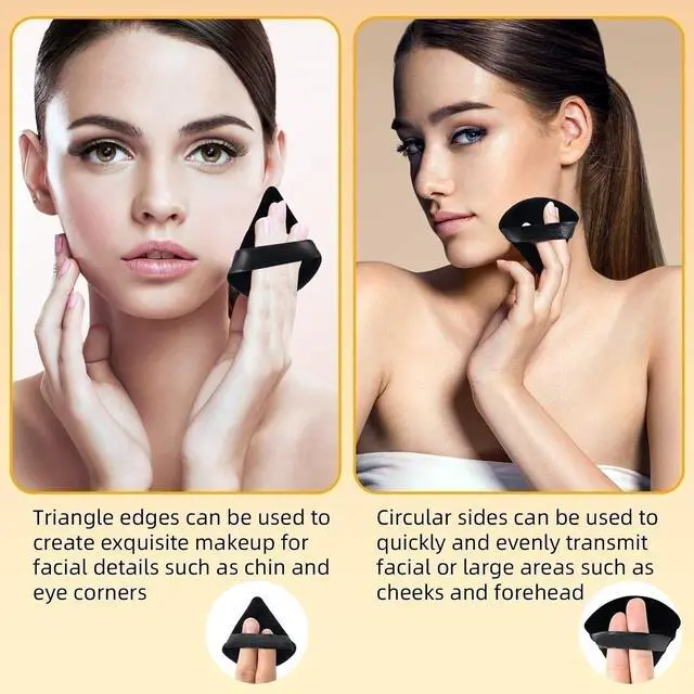 Alt view image 7 of 7 - ZHIYE 4pcs Triangle Powder Puffs, Reusable Face Makeup Puff, Multifunctional Facial Makeup Tool Wet, Dry Dual-Use Makeup Sponge for BB CC Cream Liquid Foundation(BLack)