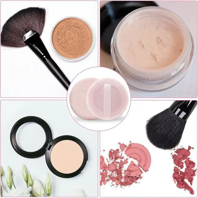 Alt view image 4 of 7 - 12 Pcs Round Puffs Setting 2.3'' Cotton Cosmetic Puffs Velour Face Makeup Compact Makeup Sponge Cushion Puff Loose Make Up Sponges for Foundation Setting Powder